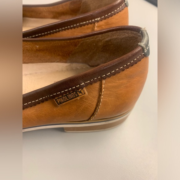 Pikolinos 37 Moccasins Flat Boat Shoes Cognac white leather - Picture 7 of 7